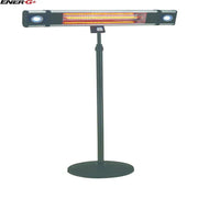 Outdoor patio heater on a stand with 'Energ+' branding.