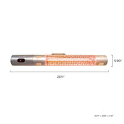 Infrared patio heater with dimensions displayed on a white background