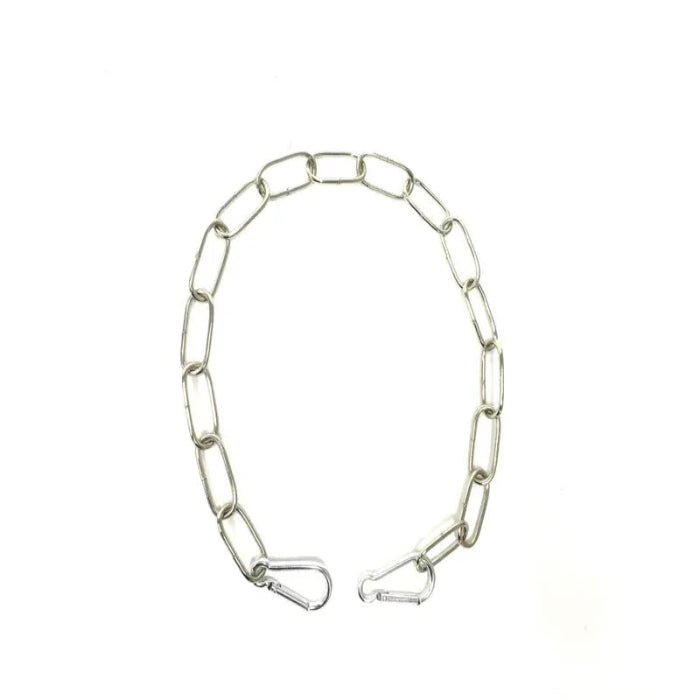 Silver chain necklace with clasp on a white background