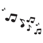 Black musical notes on a white background