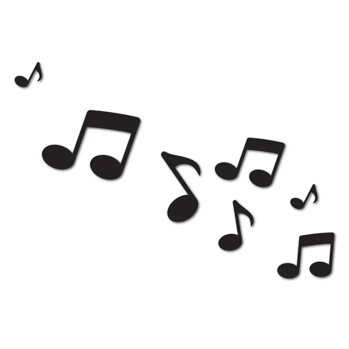 Black musical notes on a white background