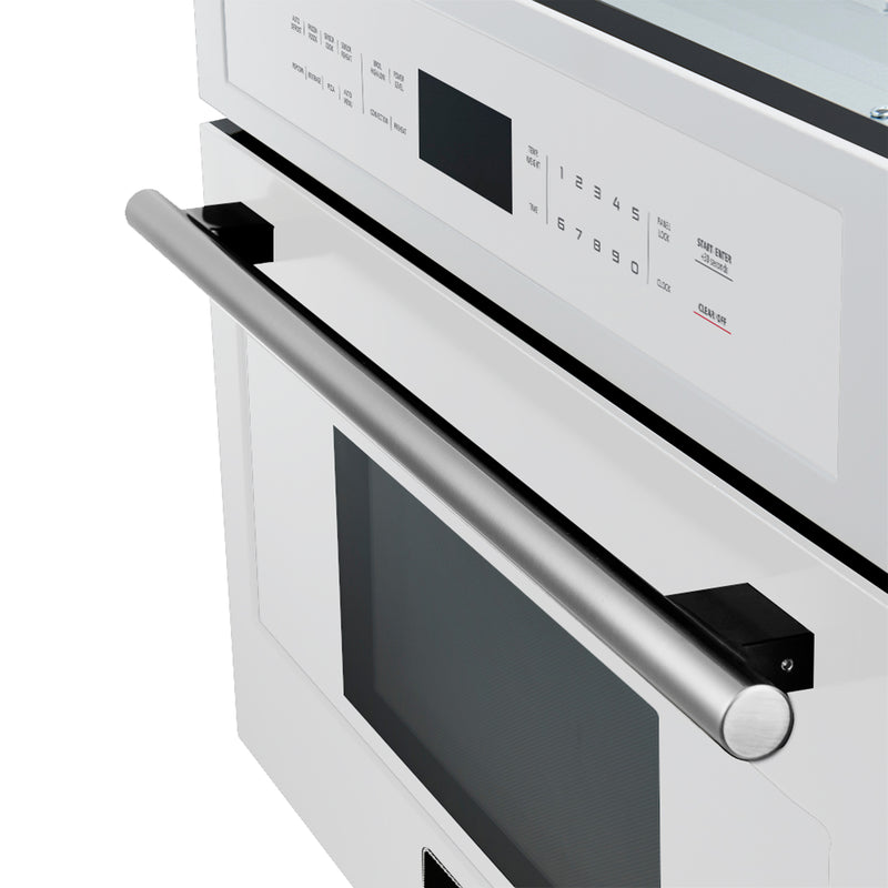 Forno Espresso Oliena 30" 1.6 cu. ft. Built-In Microwave Oven in White with Antique Brass Handles, FMWDR3093-30WHT