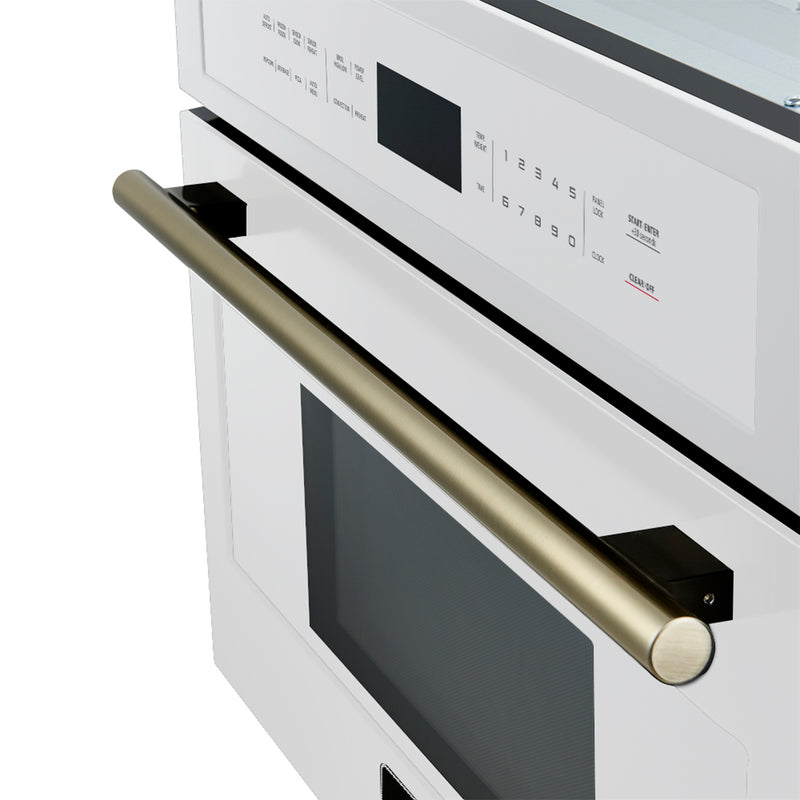 Forno Espresso Oliena 30" 1.6 cu. ft. Built-In Microwave Oven in White with Antique Brass Handles, FMWDR3093-30WHT