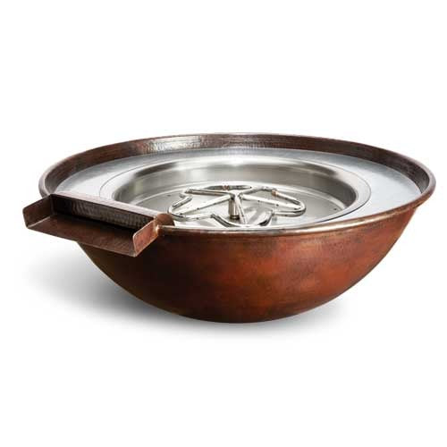 HPC Fire Inspired Copper Bowl Series Hammered Tempe Model 24 VAC Natural Gas with hammered copper finish and metal burner tray